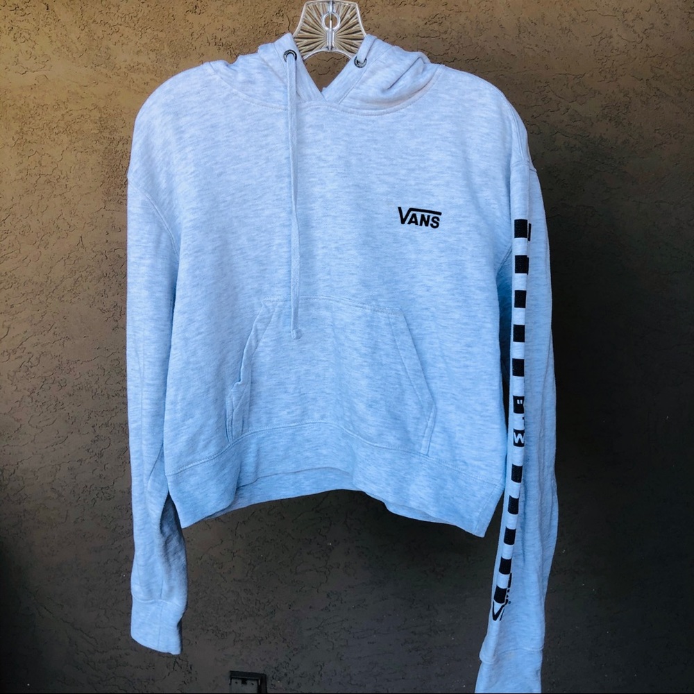 Vans Off The Wall Long Sleeve Cropped Hoodie. Light grey, women’s size small.